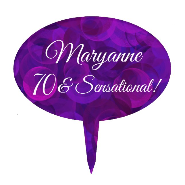 Elegant Purple 70 & Sensational Birthday Party Cake Topper (Front)