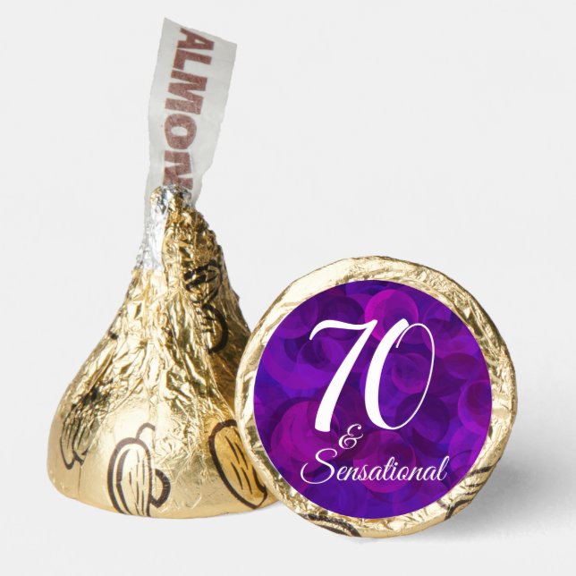 Elegant Purple 70 & Sensational Birthday Party Hershey®'s Kisses® (Front)