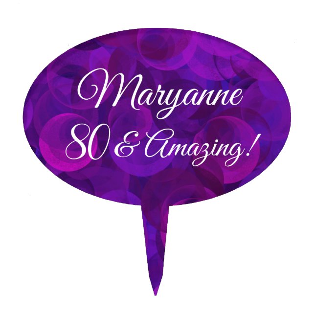 Elegant Purple 80 & Amazing Birthday Party Cake Topper (Front)