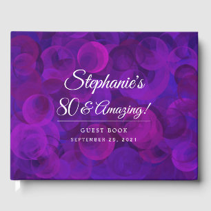 Elegant Purple 80 & Amazing Birthday Party Guest Book