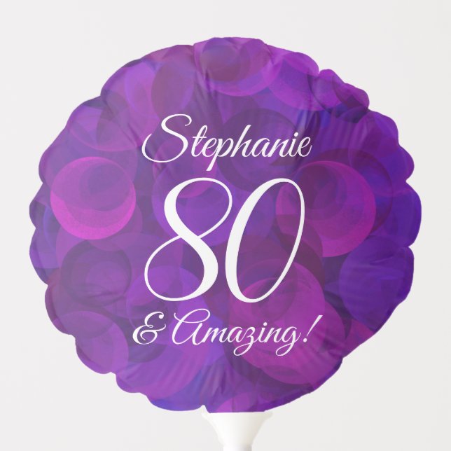 Elegant Purple 80 and Amazing Birthday Party Balloon (Front)