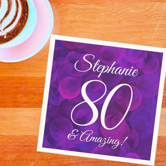 Elegant Purple 80 and Amazing Birthday Party Napkins (Creator Uploaded)