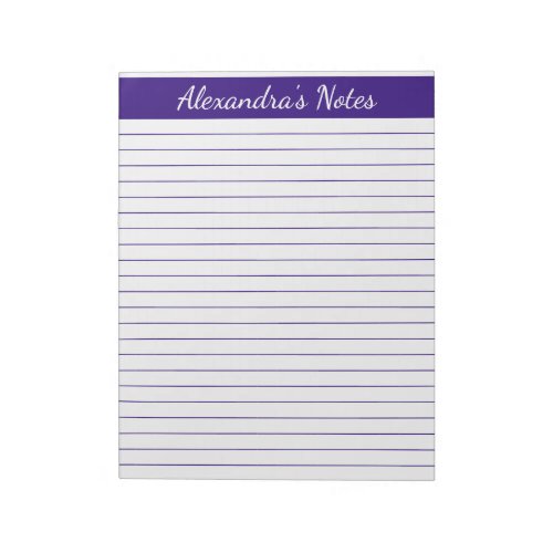 Elegant Purple 85x11 Letter Size Personalized Notepad