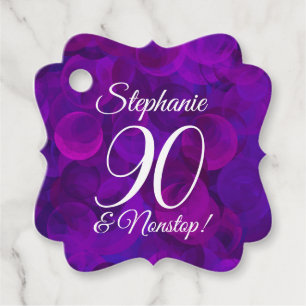Elegant Purple 90 and Amazing Birthday Party Favor Tags