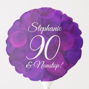 Elegant Purple 90 and Nonstop Birthday Party Balloon