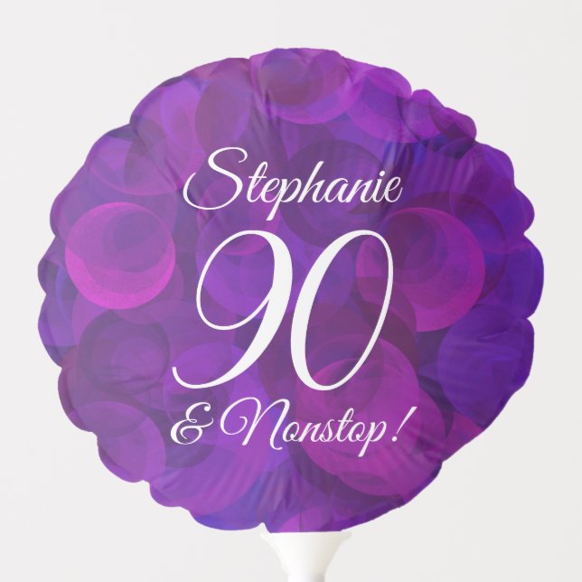 Elegant Purple 90 and Nonstop Birthday Party Balloon (Front)