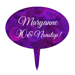 Elegant Purple 90 and Nonstop Birthday Party Cake Topper