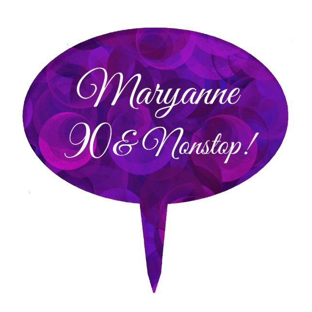 Elegant Purple 90 and Nonstop Birthday Party Cake Topper (Front)
