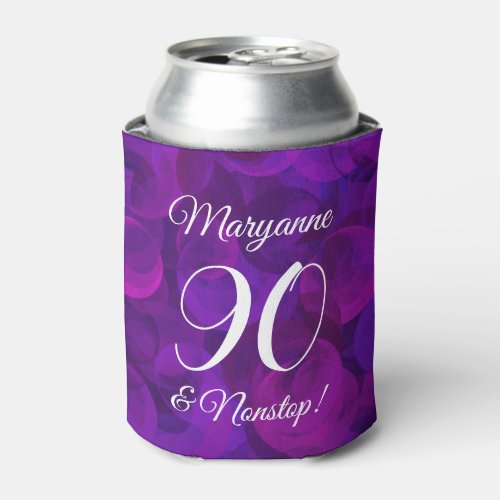 Elegant Purple 90 and Nonstop Birthday Party Can Cooler