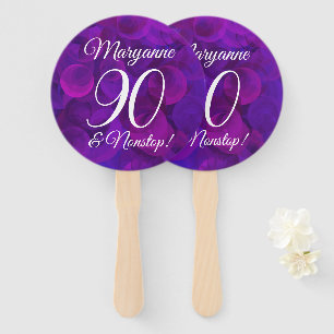 Elegant Purple 90 and Nonstop Birthday Party Hand Fan