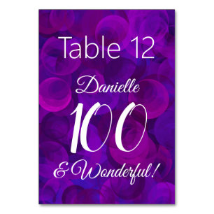 Elegant Purple 90 and Nonstop Birthday Party Table Number