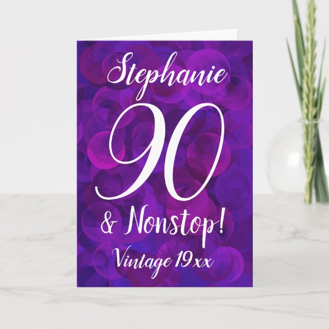 Elegant Purple 90 and Nonstop Customized Card (Front)