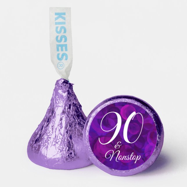 Elegant Purple 90 & Nonstop Birthday Party Hershey®'s Kisses® (Front)