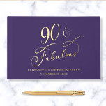 Elegant Purple 90th Birthday Party Gold Foil Guest Book<br><div class="desc">Elegant purple guest book for her 90th birthday party featuring gold foil and "90 & Fabulous" in a stylish calligraphy script. Customize with her name,  the party date and a title on the spine in classic serif typography.</div>