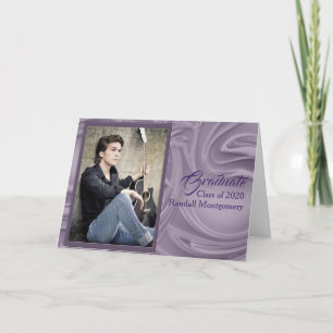 Elegant Purple Abstract Graduation Photo Party Invitation