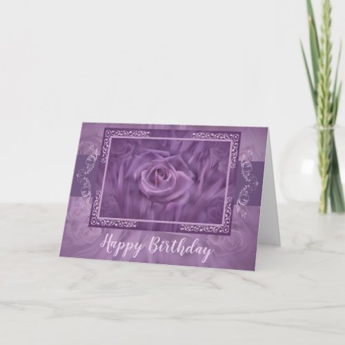 Elegant Purple Abstract Roses Card