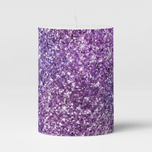 Elegant Purple Abstract Stylish Chic Pattern Pillar Candle