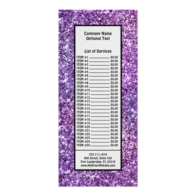 Elegant Purple Abstract Stylish Chic Pattern Rack Card (Front)