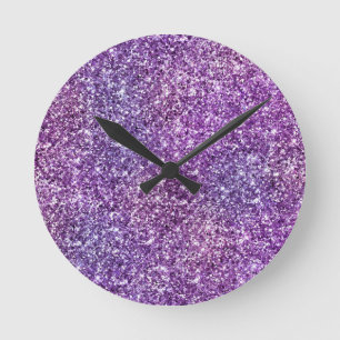 Elegant Purple Abstract Stylish Chic Pattern Round Clock