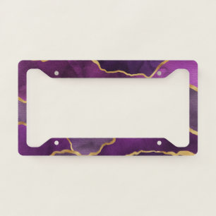 Elegant Purple Abstract Watercolor Pattern License Plate Frame