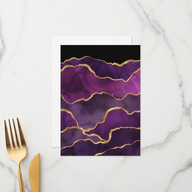 Elegant Purple Abstract Watercolor Pattern Menu (Front/Back In Situ)