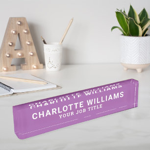 Elegant Purple Acrylic Office Employee Desk Name Plate