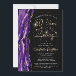 Elegant Purple Agate Black Gold 80th Birthday Invitation<br><div class="desc">Elegant 80th birthday party invitation featuring the title You Are Invited to a Party 80 YEARS IN THE MAKING in glamorous faux metallic gold script typography and a purple agate geode border on black. ASSISTANCE: For help with design modification or personalization, color change, transferring the design to another product or...</div>