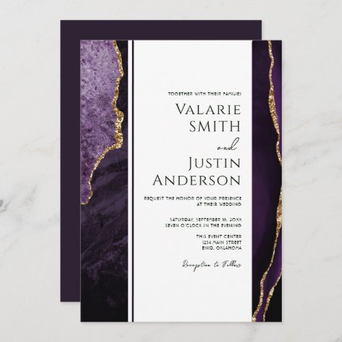 Elegant Purple Agate Budget Wedding All in One Invitation