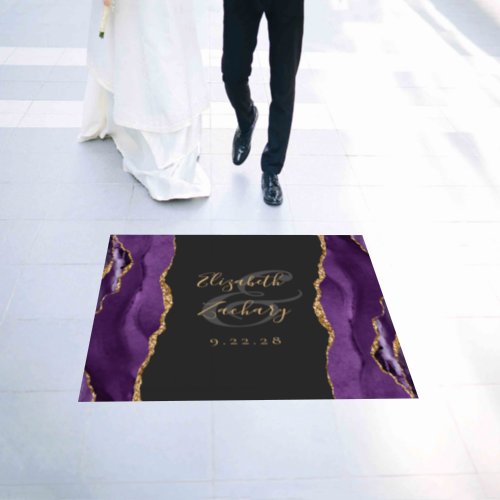 Elegant Purple Agate Gold Glitter Dark Wedding Floor Decals