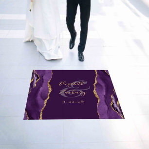 Elegant Purple Agate Gold Glitter Plum Wedding Floor Decals