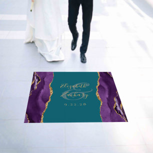 Elegant Purple Agate Gold Glitter Teal Wedding Floor Decals
