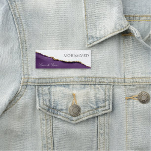 Elegant Purple Agate Modern Custom Name Tag