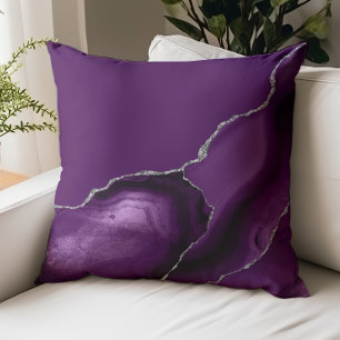 Elegant Purple Agate Silver Glitter Throw Pillow