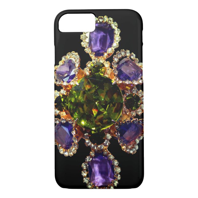 Elegant Purple Amethyst Diamonds Emeralds jewelry  Case-Mate iPhone Case (Back)