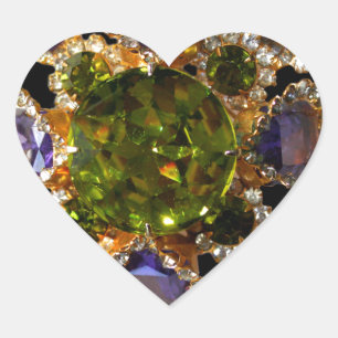 Elegant Purple Amethyst Diamonds Emeralds jewelry Heart Sticker