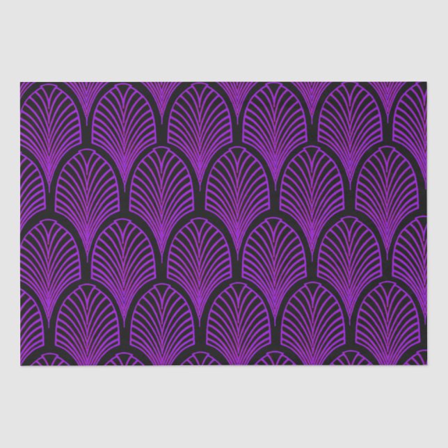 Elegant Purple and Black Art Deco Arches Tissue Paper (Front)