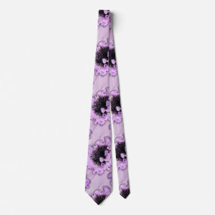 Elegant Purple and Black Floral Flowers Neck Tie