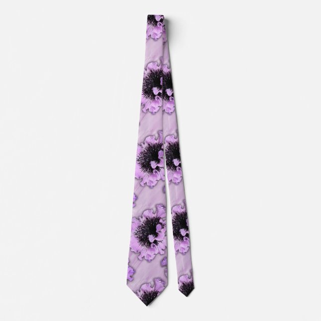 Elegant Purple and Black Floral Flowers Neck Tie (Front)