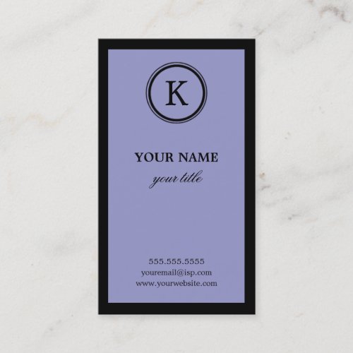 Elegant Purple and Black Monogram Business Cards
