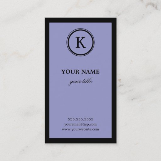 Customizable Elegant Purple and Black Monogram Business Cards