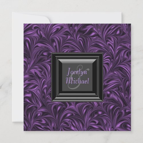 Elegant Purple Black Wedding Invitations
