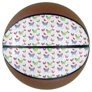 Elegant Purple and Blue Bright Butterflies Basketball