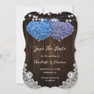 Elegant Purple and Blue Floral Heart Wedding Save The Date