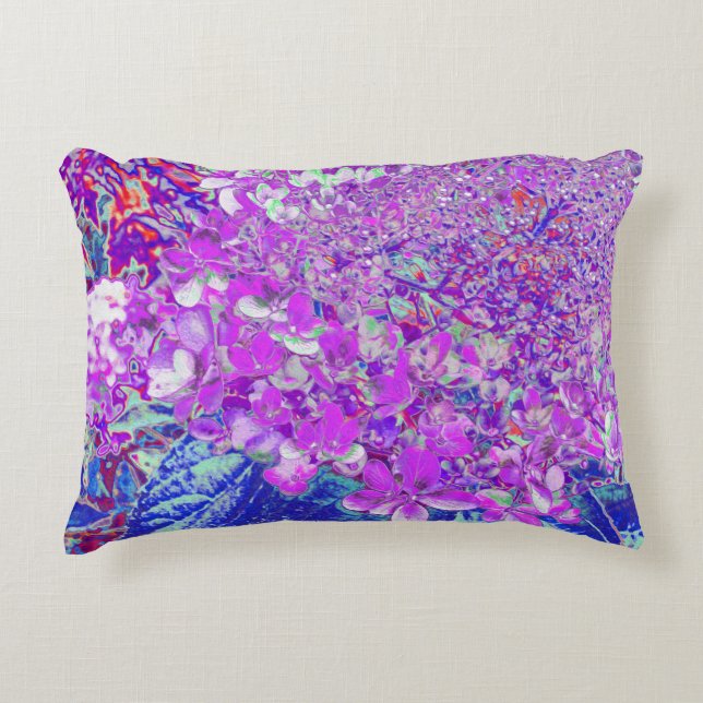 Elegant Purple and Blue Limelight Hydrangea Accent Pillow (Front)
