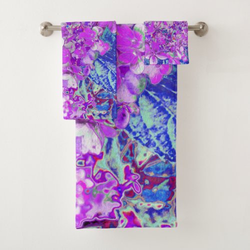 Elegant Purple and Blue Limelight Hydrangea Bath Towel Set