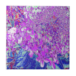 Elegant Purple and Blue Limelight Hydrangea Ceramic Tile