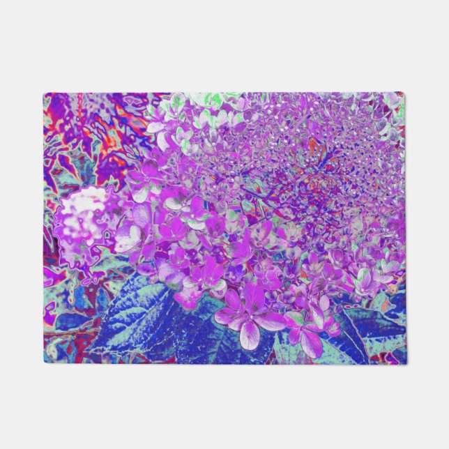 Elegant Purple and Blue Limelight Hydrangea Doormat (Front)