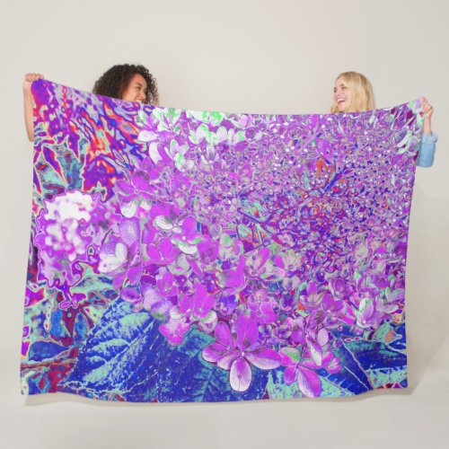 Elegant Purple and Blue Limelight Hydrangea Fleece Blanket