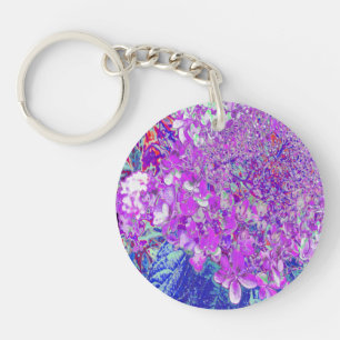 Elegant Purple and Blue Limelight Hydrangea Keychain