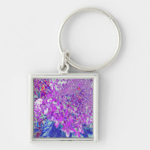 Elegant Purple and Blue Limelight Hydrangea Keychain